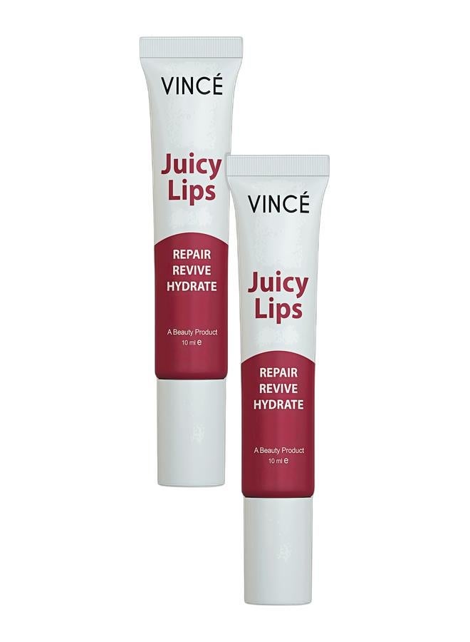 VINCE Juicy Lips Pack Of 2 – Long-Lasting Moisture for Dry, Chapped Lips, Softens & Soothes with Shea Butter & 4 Natural Oils – Enhances Natural Lip Color, Non-Greasy, Pocket-Friendly, Unisex – Paraben-Free, 10ml Each - Image 1
